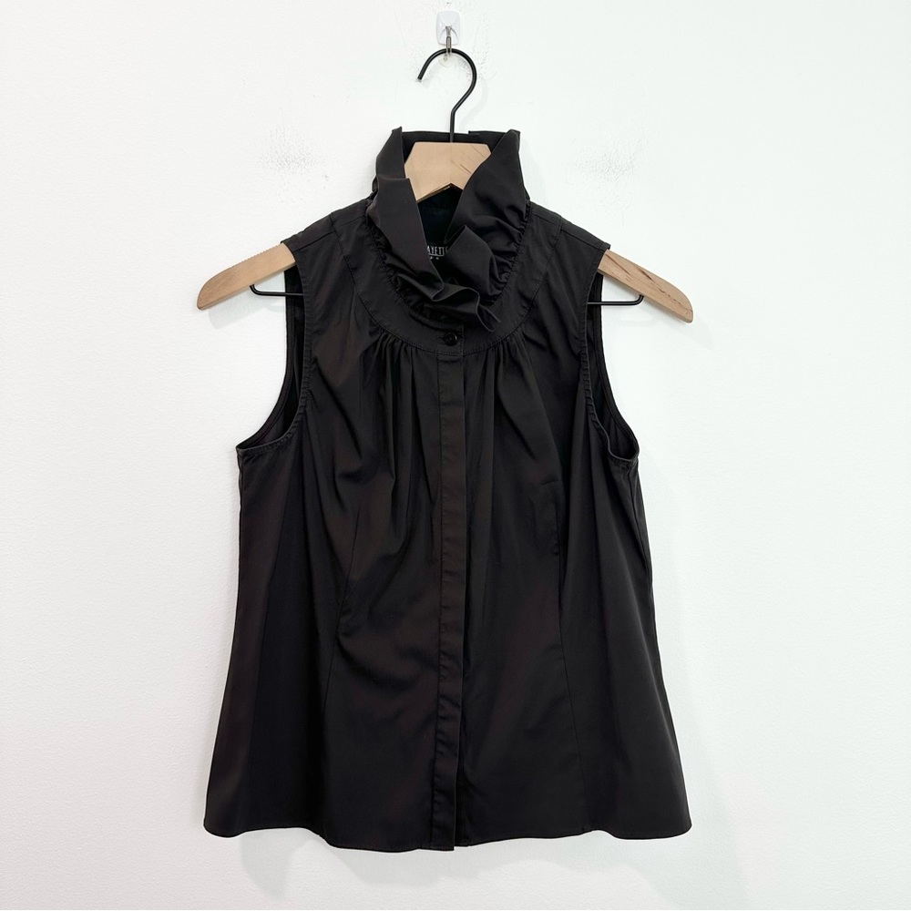 Lafayette 148 | Black Ruffle Sleeveless Blouse size 6
